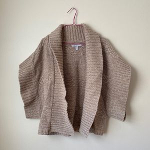 Oversized cable knit batwing cropped open arm sweater